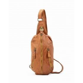 31 ■ Sling Bag. Italienische Leder Brusttasche Braun für Damen und Herren 